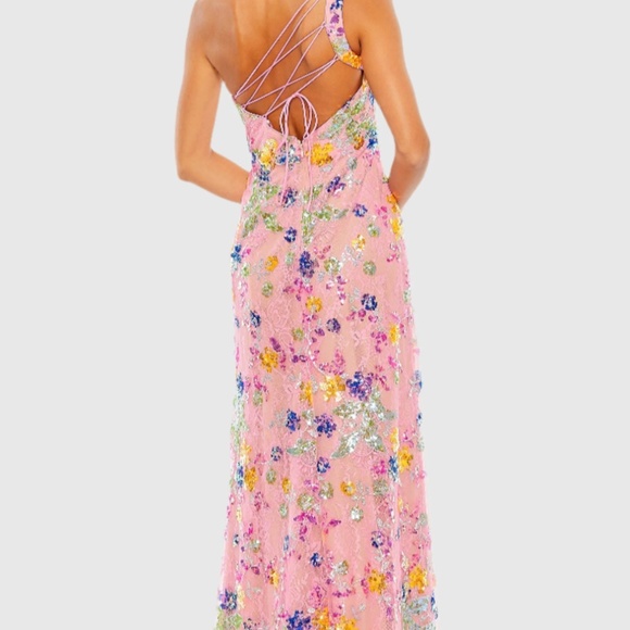 Mac Duggal Vibrant Pink Floral Maxi Dress - Picture 3 of 3